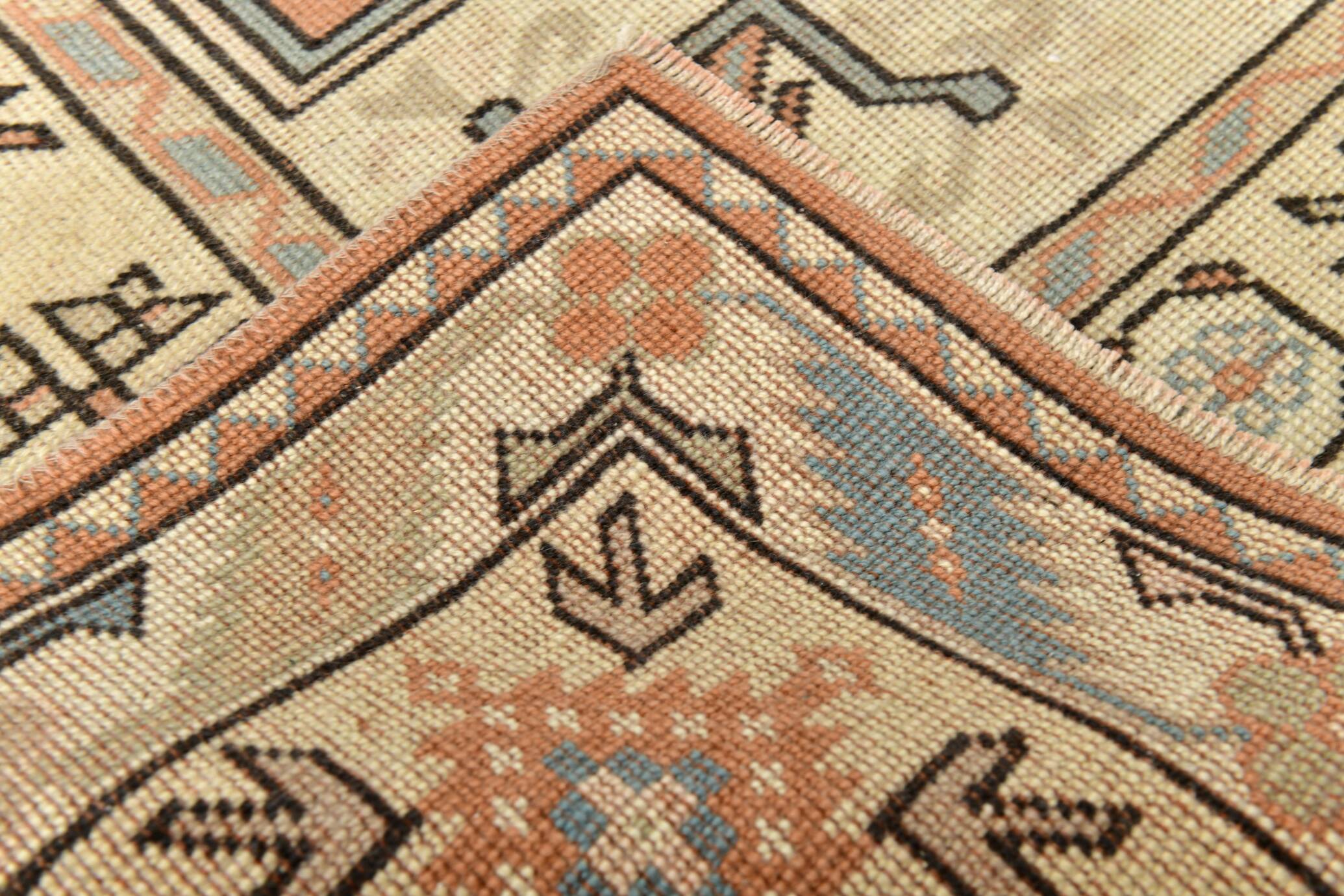 Salmon & Cream Square Persian Rug, 194x212Cm