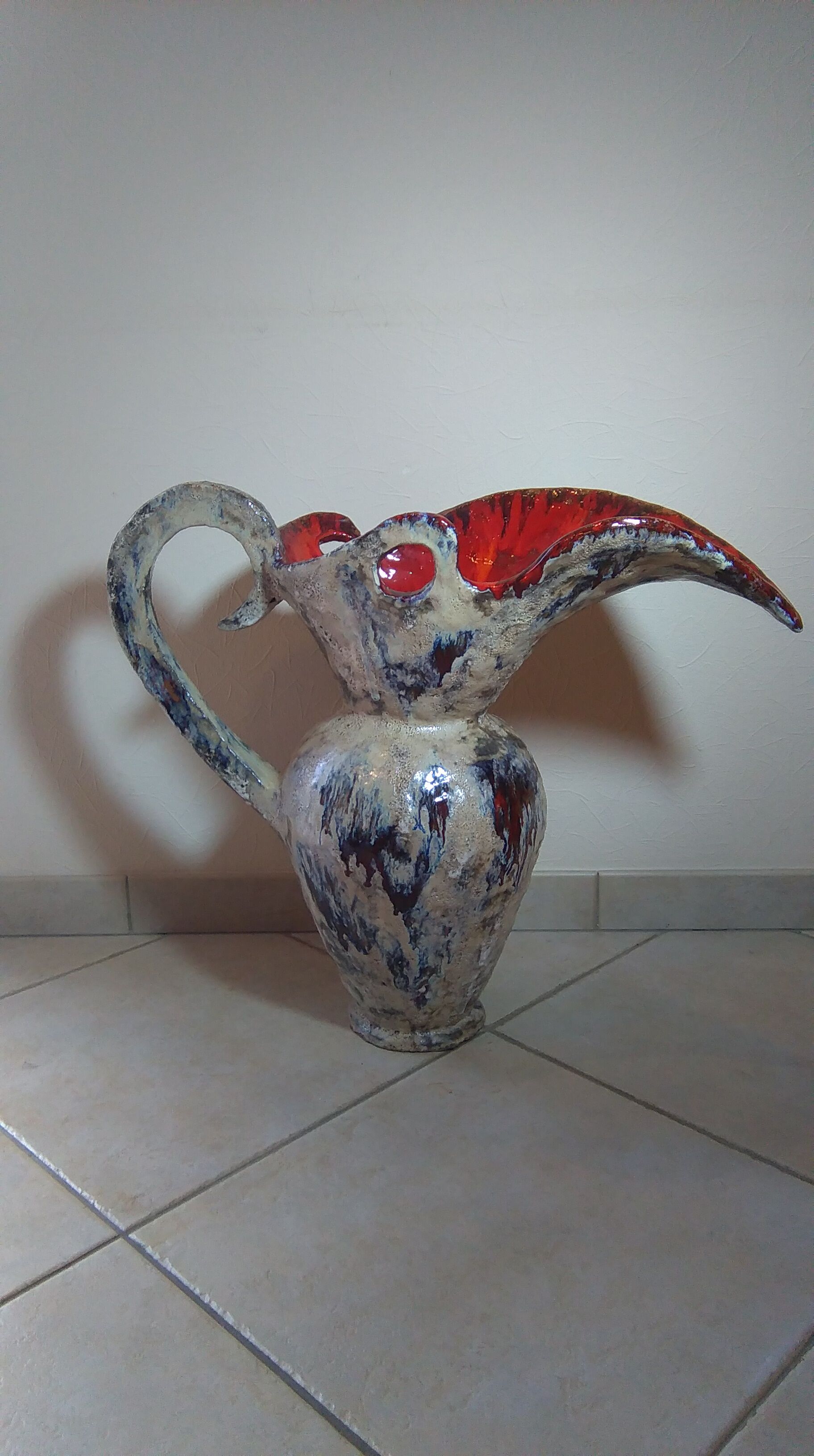 Zoomorphic vallauris ceramic pitcher