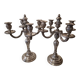 Pair of four-light candelabra in silver-plated metal in Louis style.