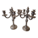 Pair of four-light candelabra in silver-plated metal in Louis style.