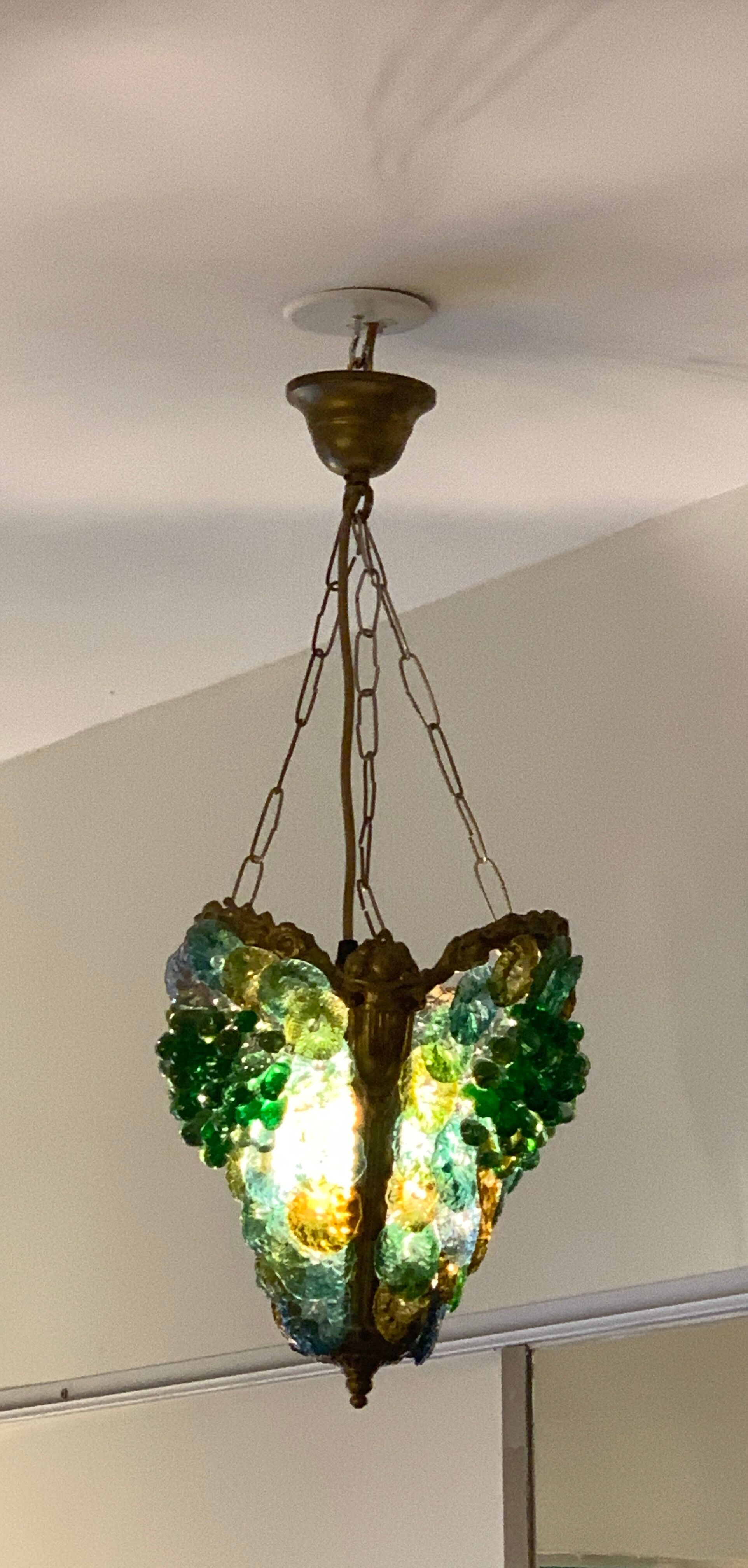 Chandelier in Italian glass paste Murano art deco