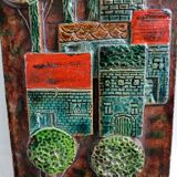 Decorative enamelled wall plate signed