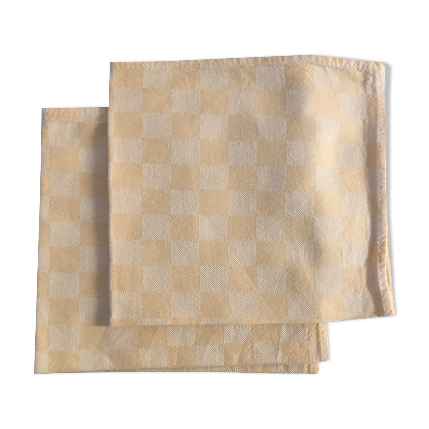 Duo of towels tea towels 37 x 40 damask orange melon