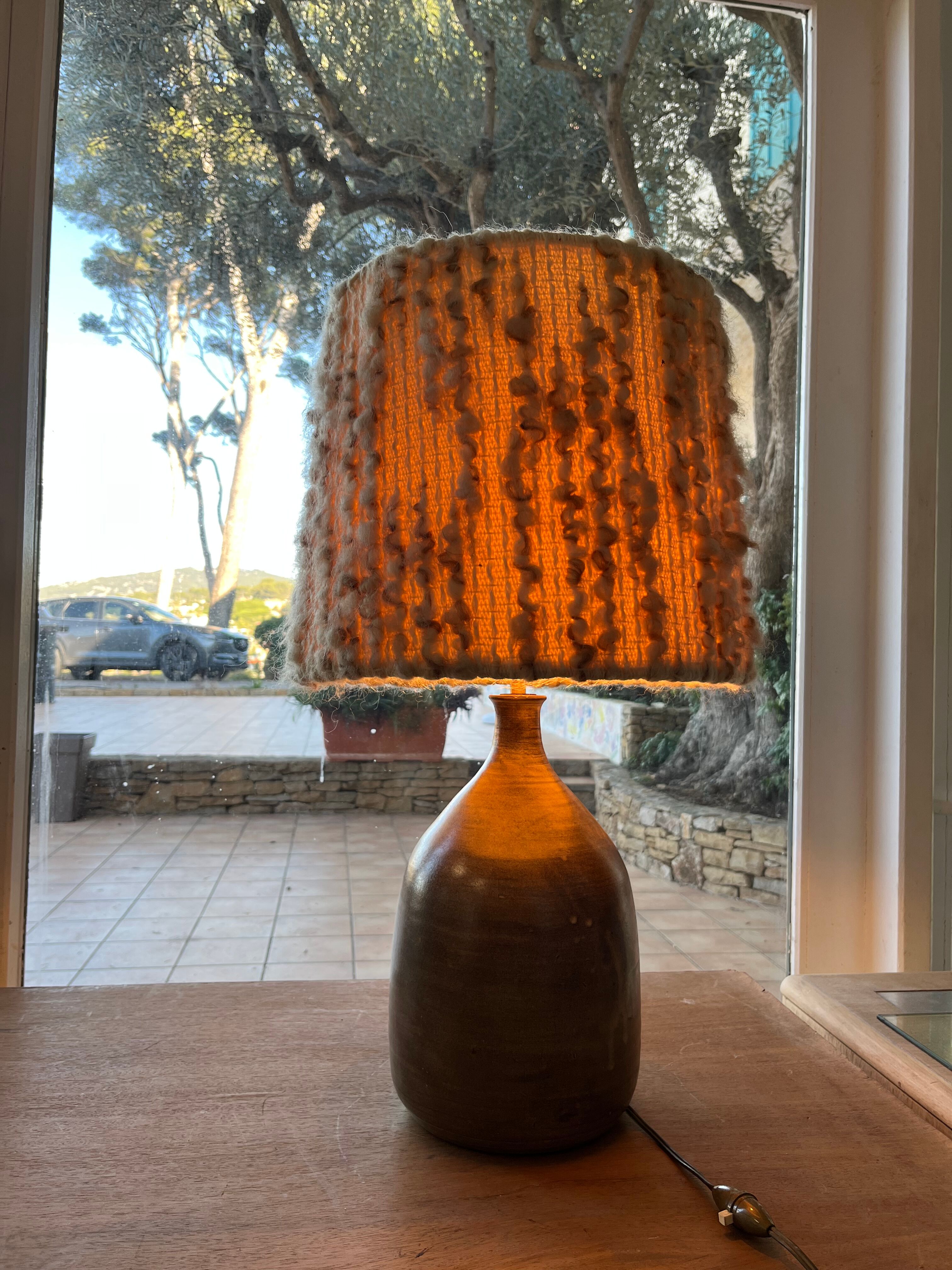 Enamelled sandstone lamp from the 1950s