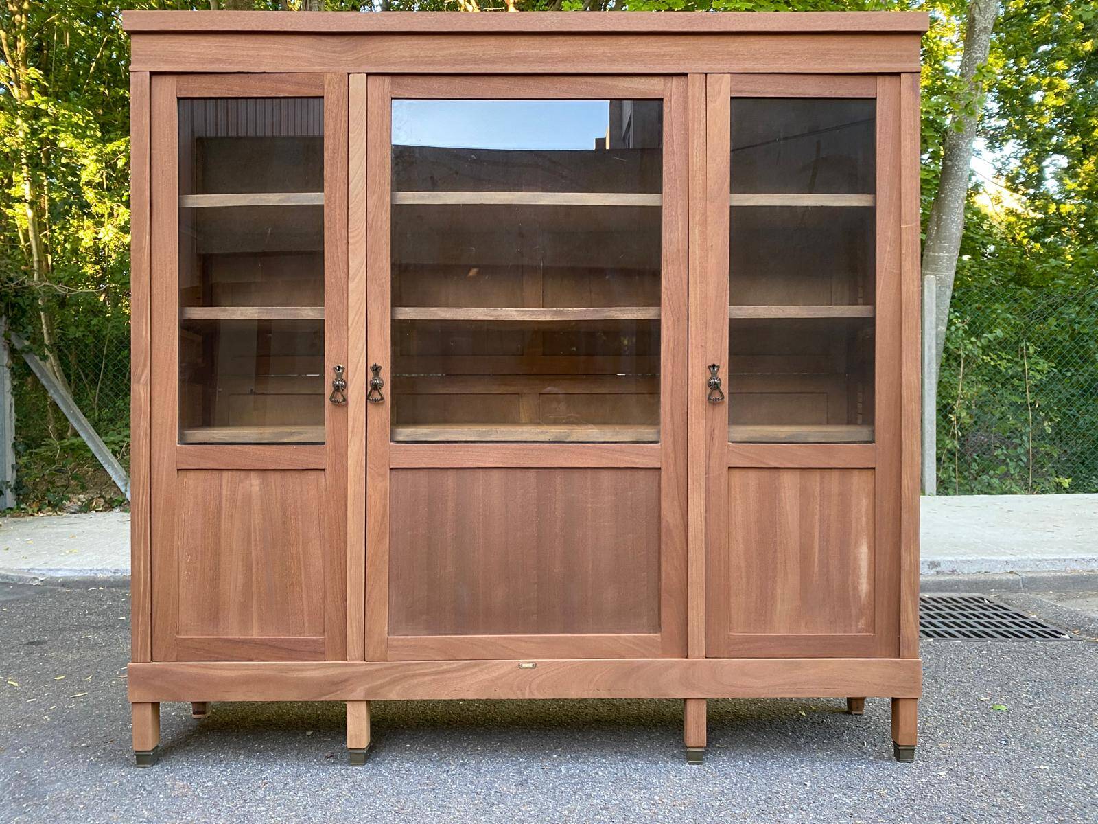 Large Art Deco Display Library stripped in solid mahogany 1930 200cm