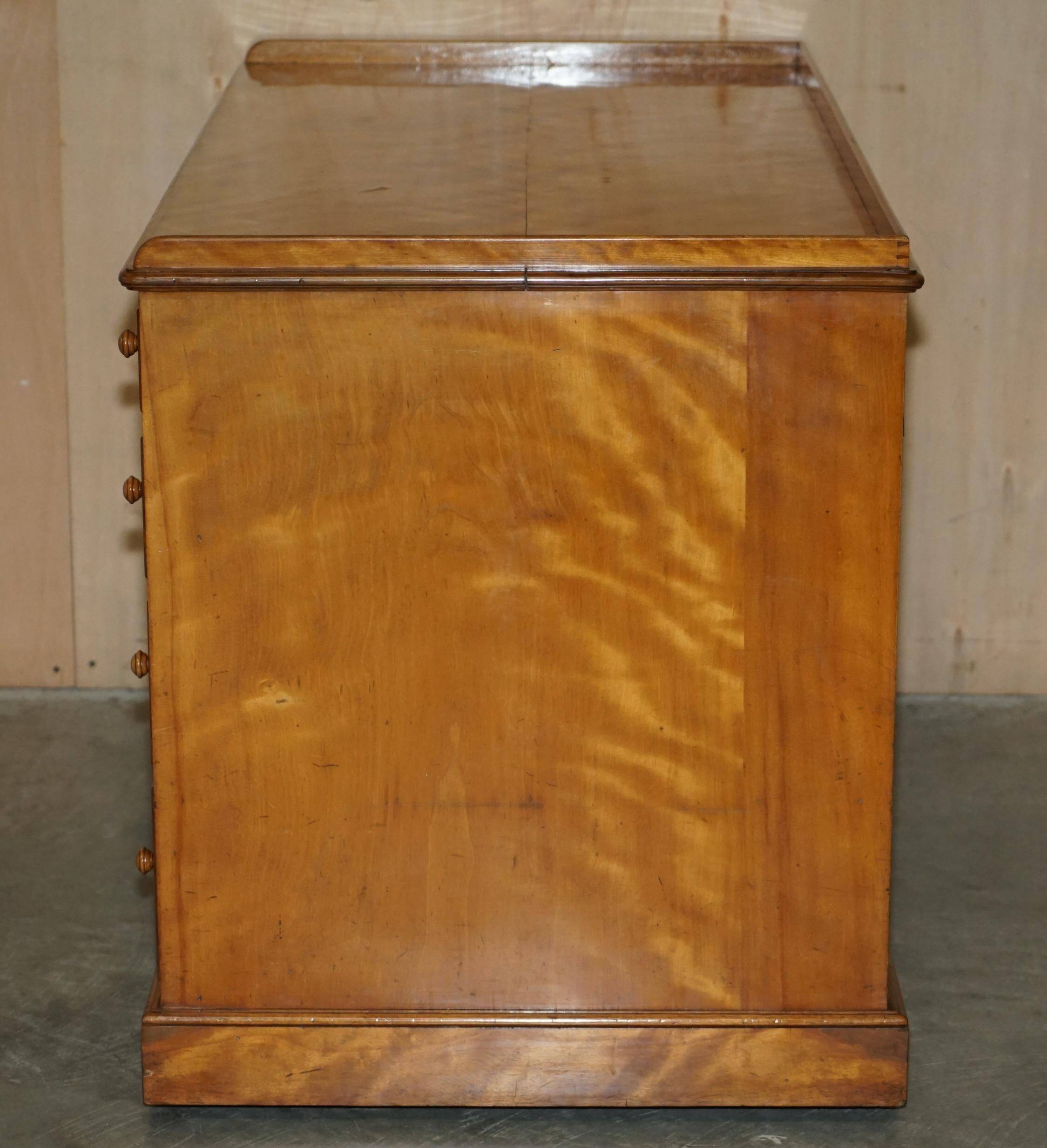 Victorian pedestal desk by Morris & Co circa 1880 in satinwood.