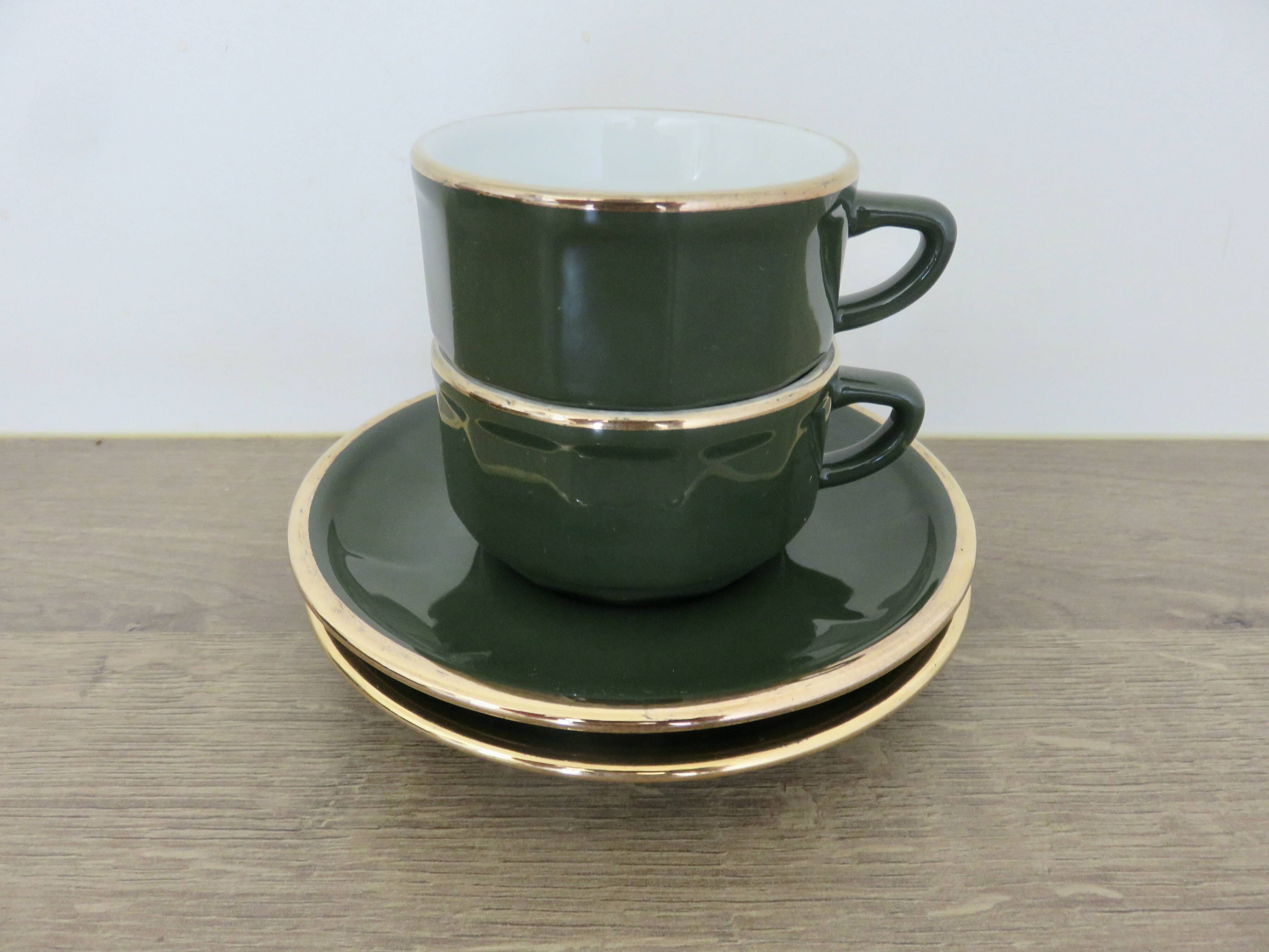 Apilco, set of 2 cups and saucers, Parisian bistros