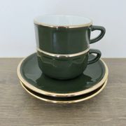 Apilco, set of 2 cups and saucers, Parisian bistros