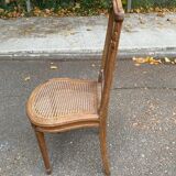 Art Deco lyre chair in solid caned wood