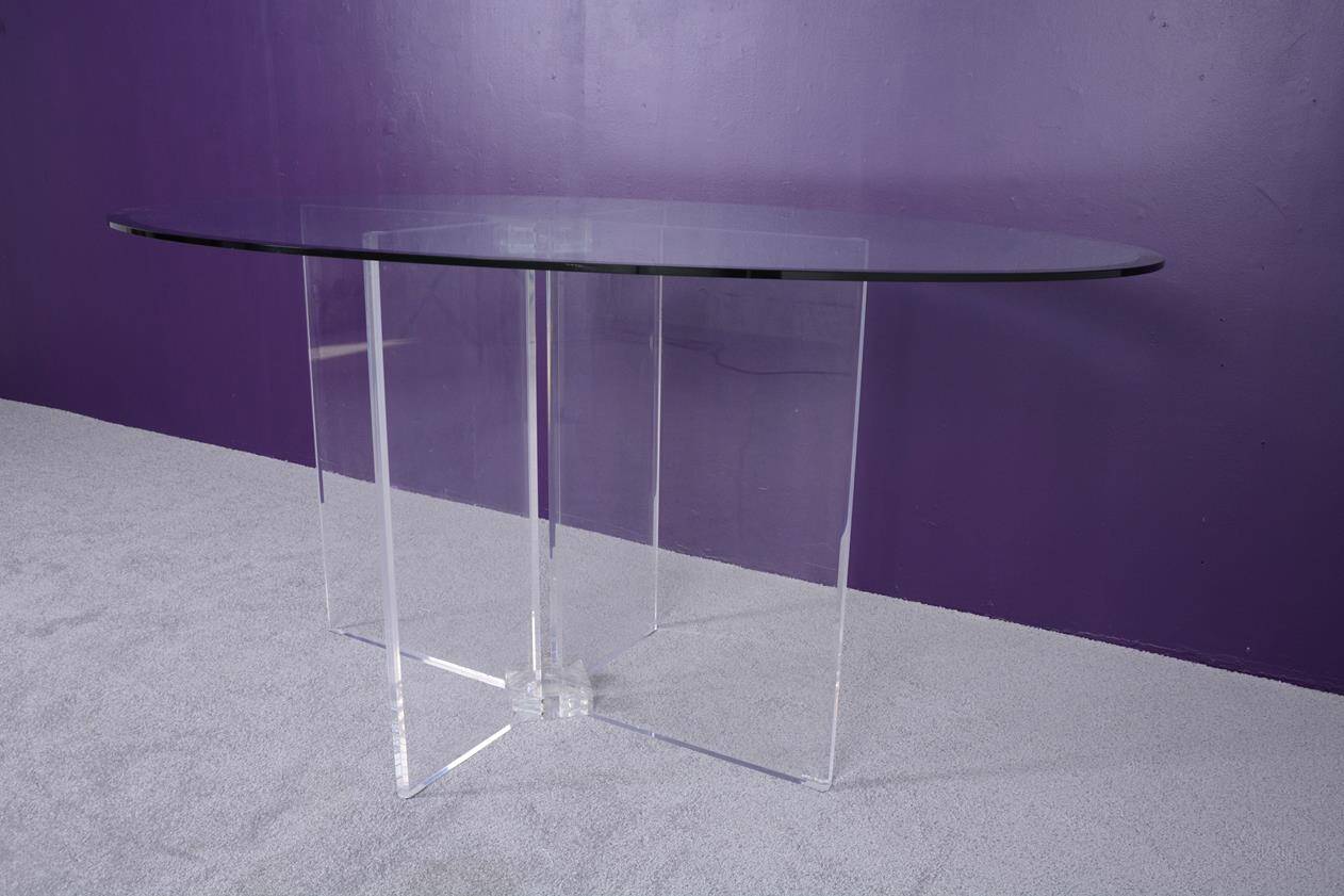 Dining table by David Lange (signature on the base).