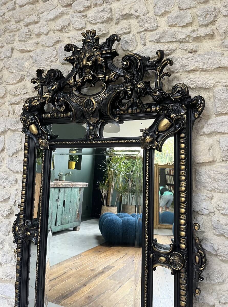 Miroir Ancien à Parecloses époque Napoléon III 152cm/90cm Glace Biseautée
