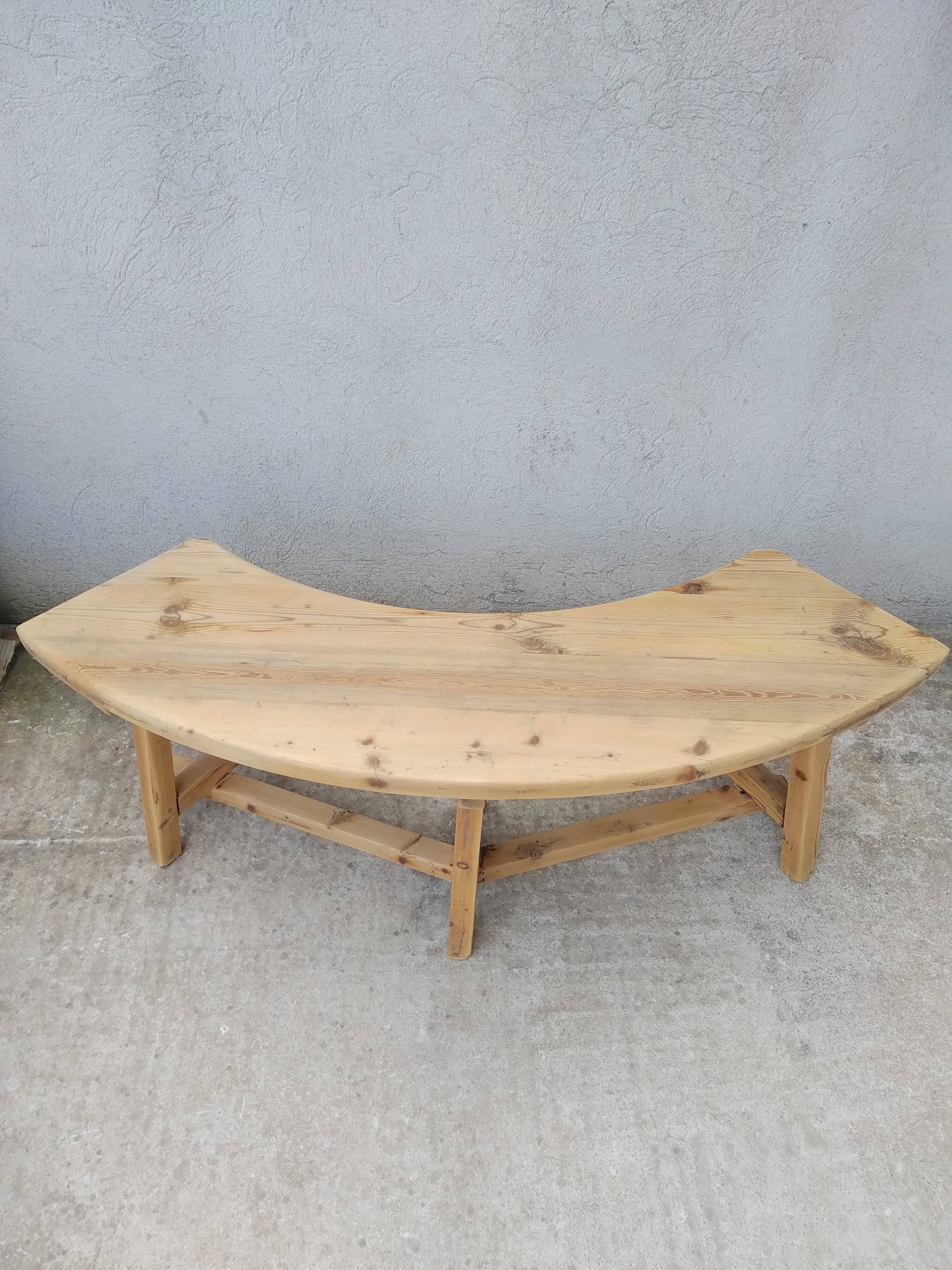 Vintage Curved Pine Bench