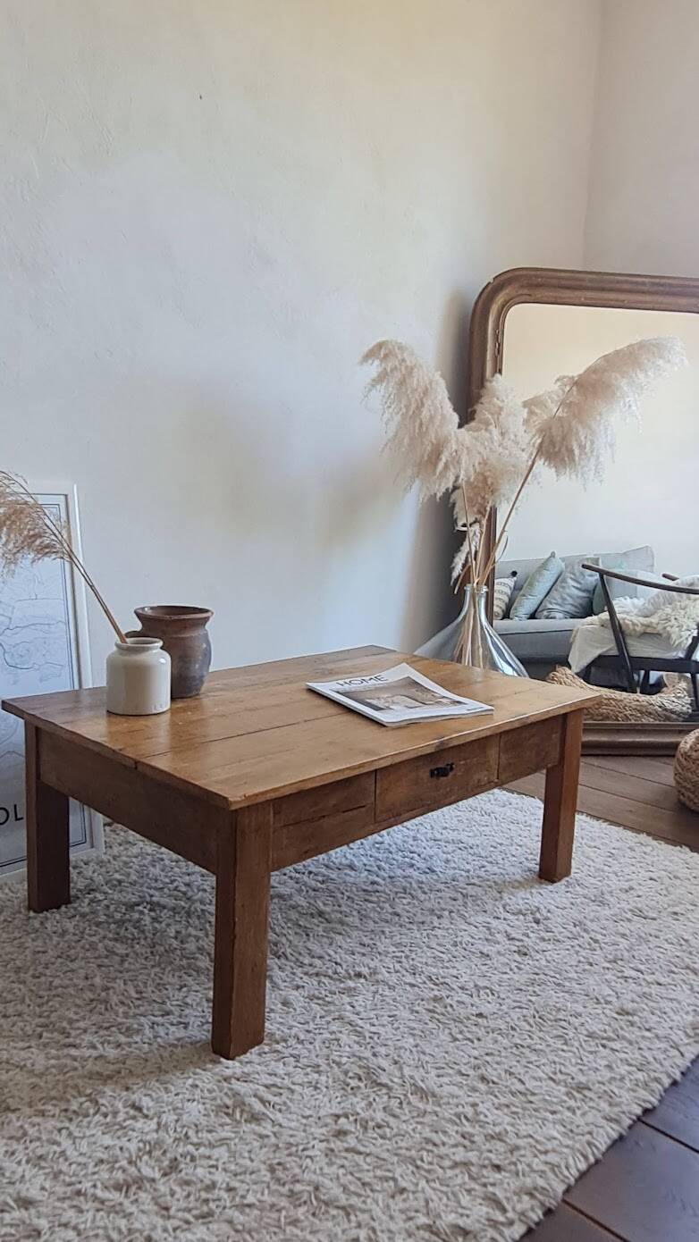 Vintage rectangular wooden coffee table