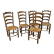 Set of 5 antique oak and straw chairs.