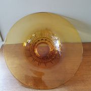Large Amber Art Deco Glass Bowl