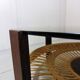 Table basse ronde avec verre fumé et rotin, années 1960