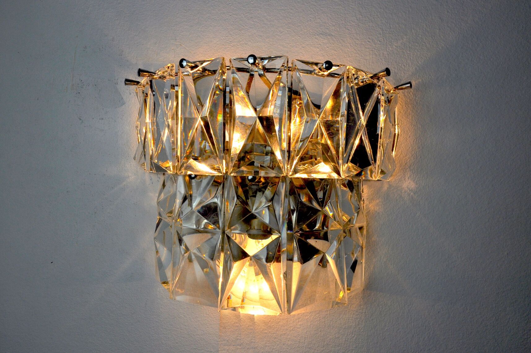 Regency wall lamp by Kinkeldey, 2 levels glass, Germany, 1970