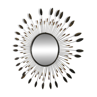 Miroir soleil vintage en métal, années 1970-1980