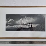 Vintage black and white photo of dunes from the 70s, framed 49 x 29 cm in a gold frame.