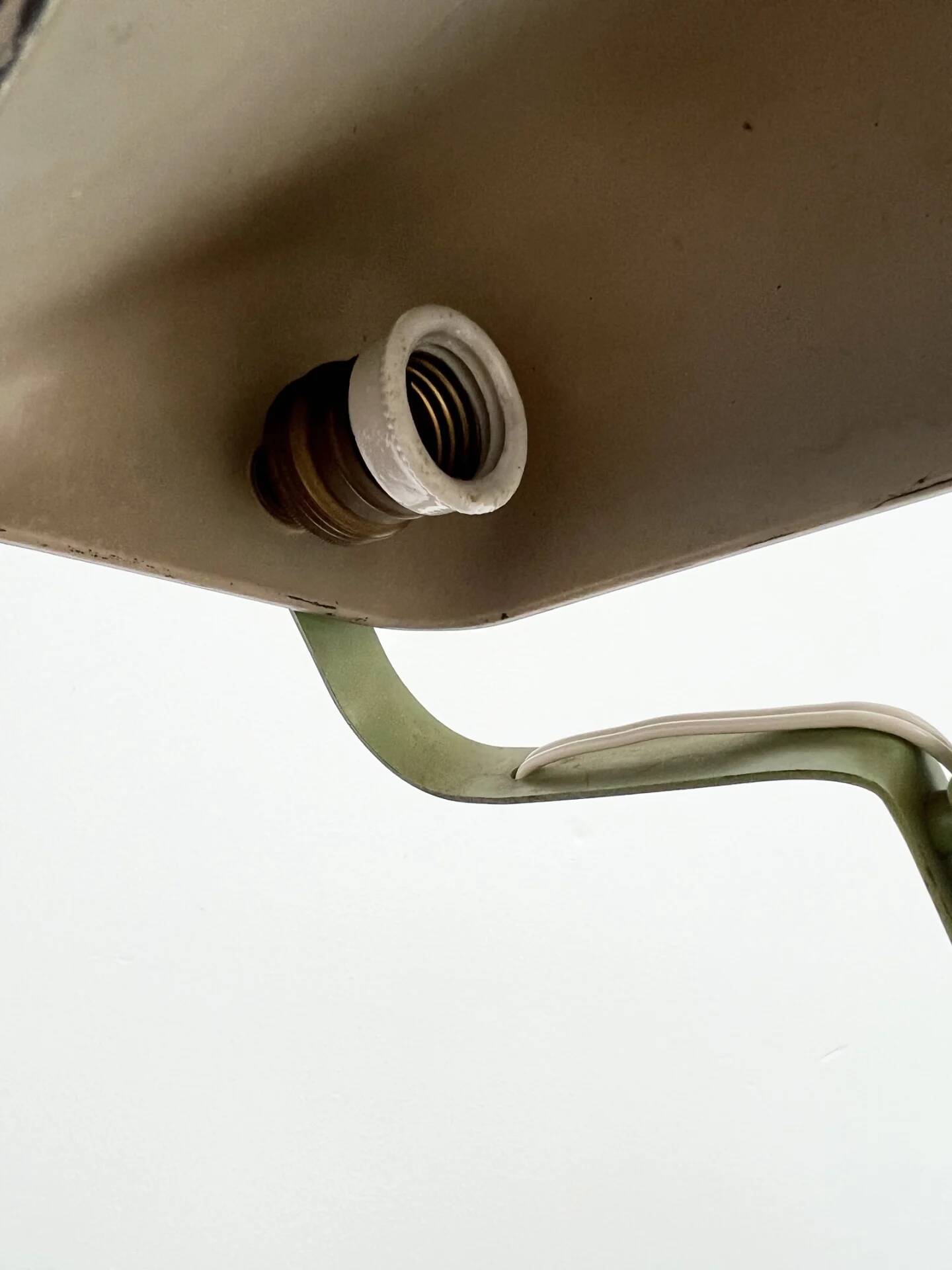 Articulated desk lamp ERPE — Pale green and Bakelite, Belgium, 1930s-40s