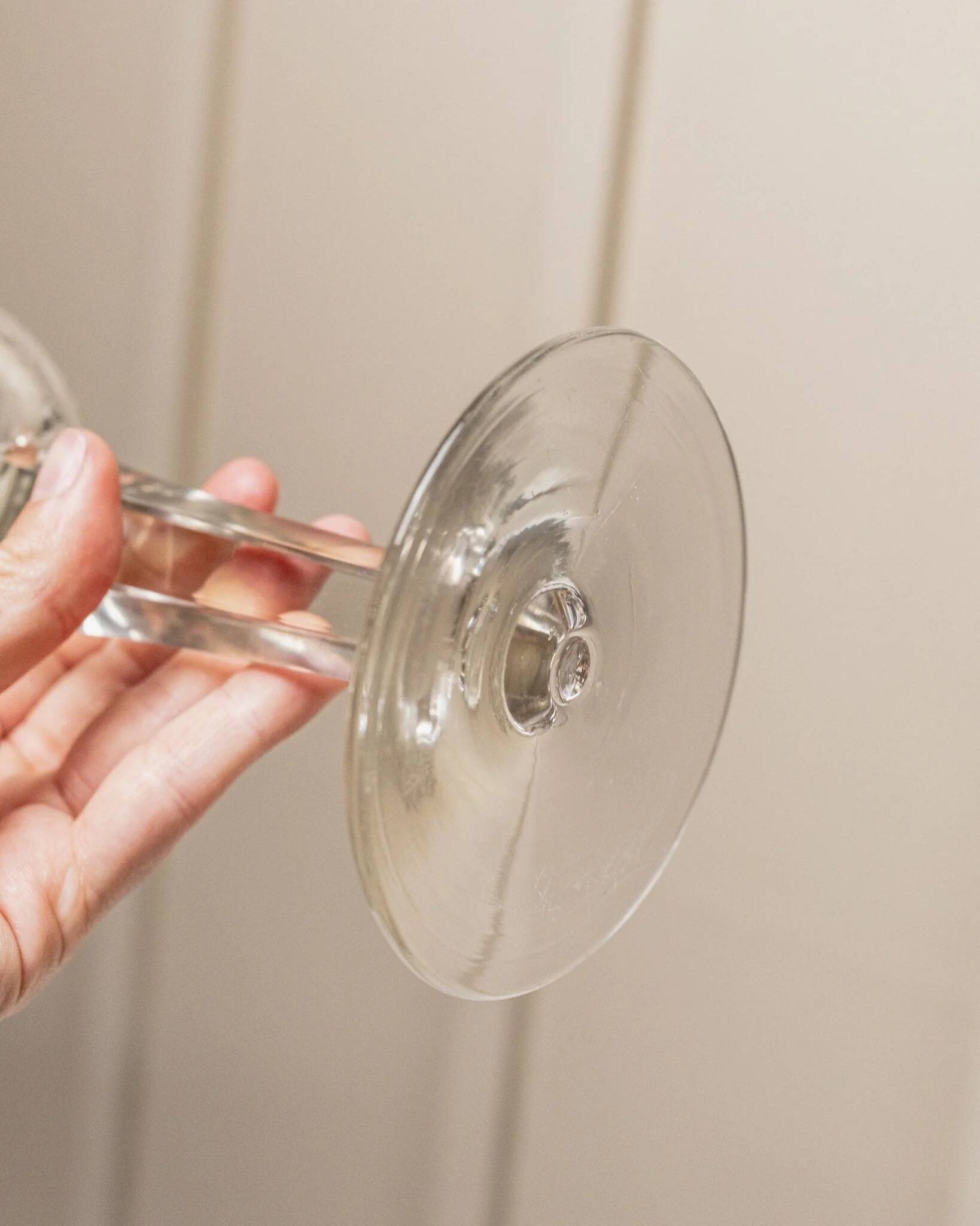 Transparent crystal glass XL Saint Louis wine glass with a faceted stem, France, 1930s