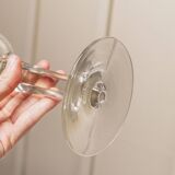 Transparent crystal glass XL Saint Louis wine glass with a faceted stem, France, 1930s