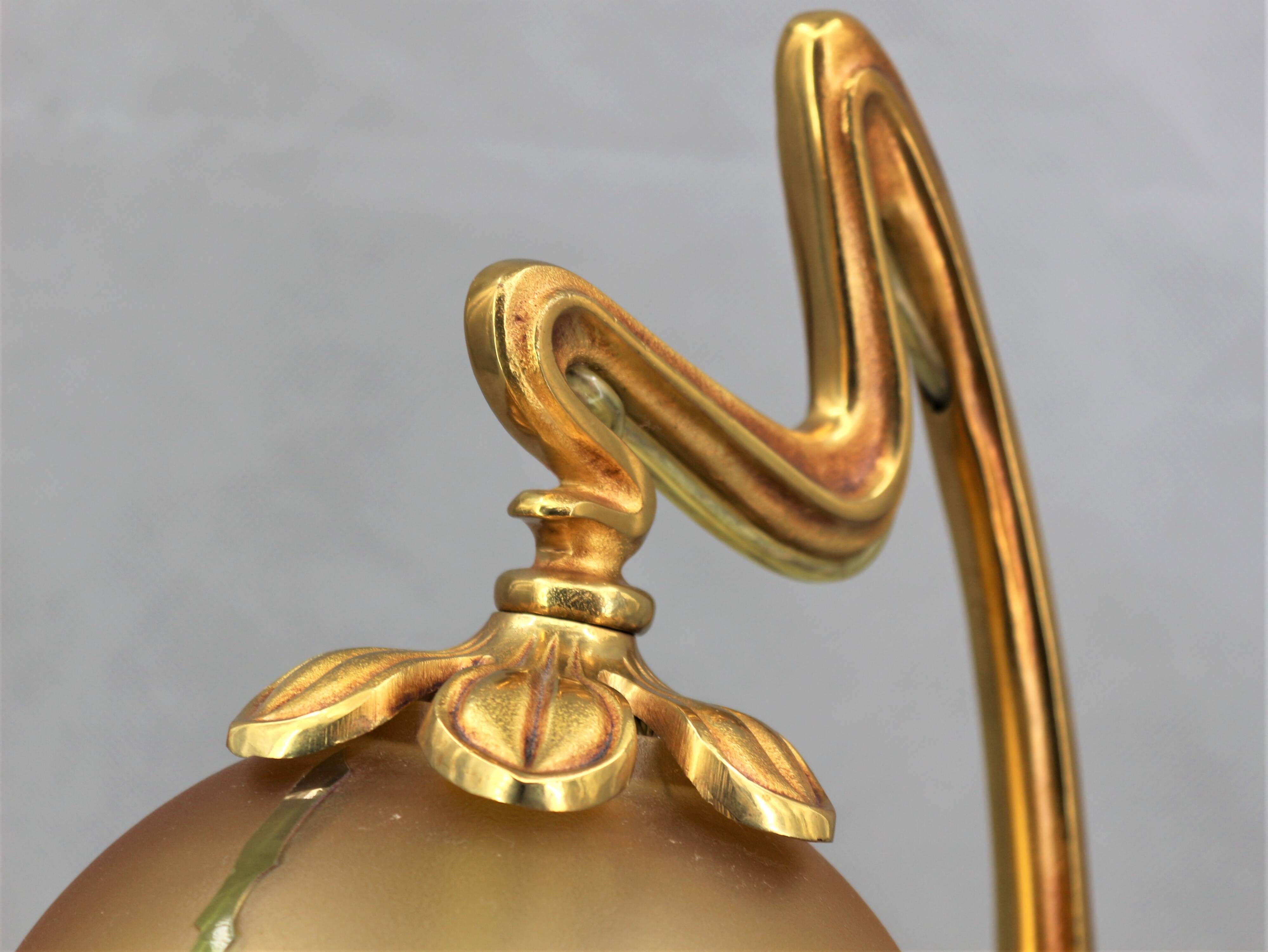 Romantic art-nouveau lamp in glass paste Lucien Gau