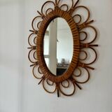 Oval rattan mirror