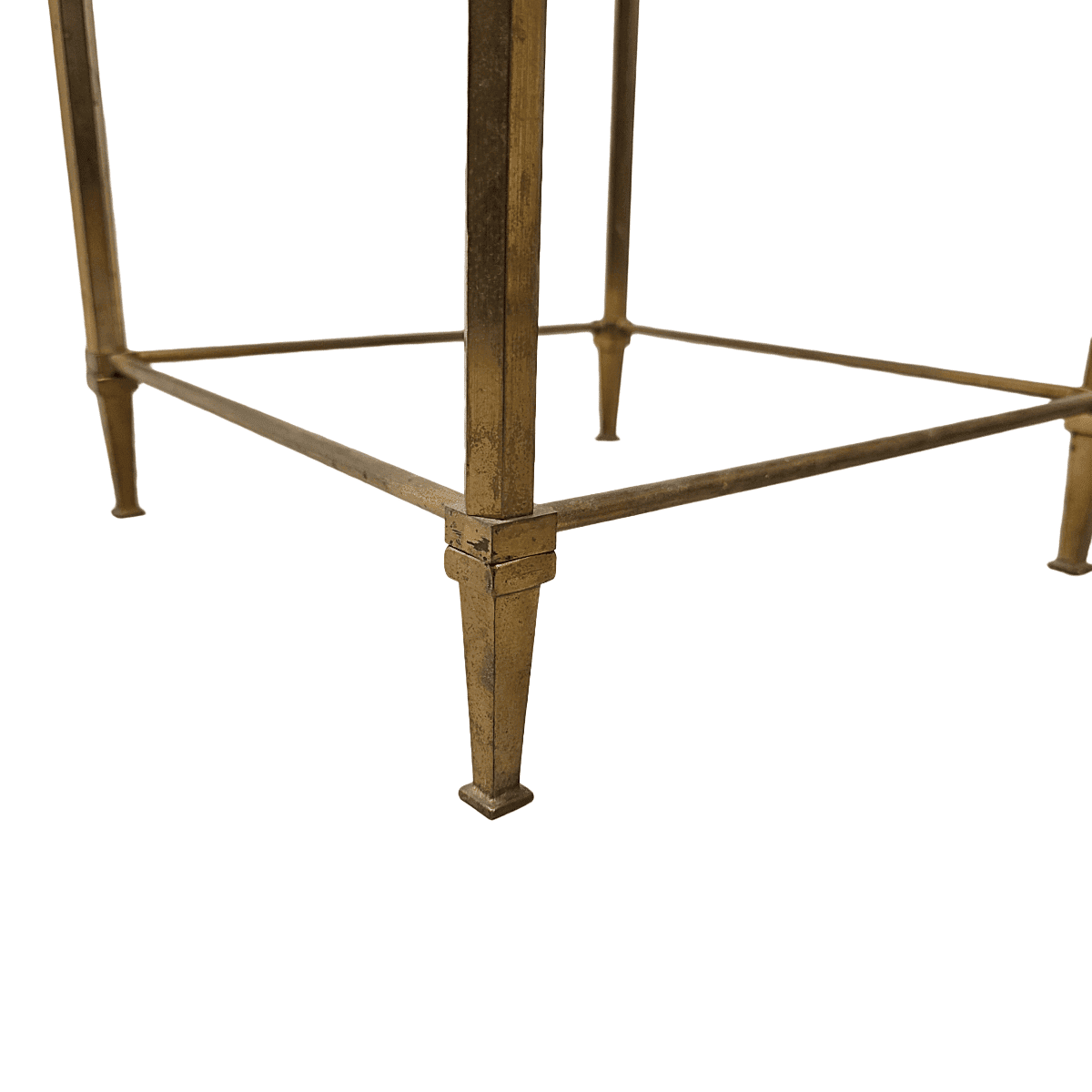 Vintage French Brass Side Table With Glass Top, 1950s