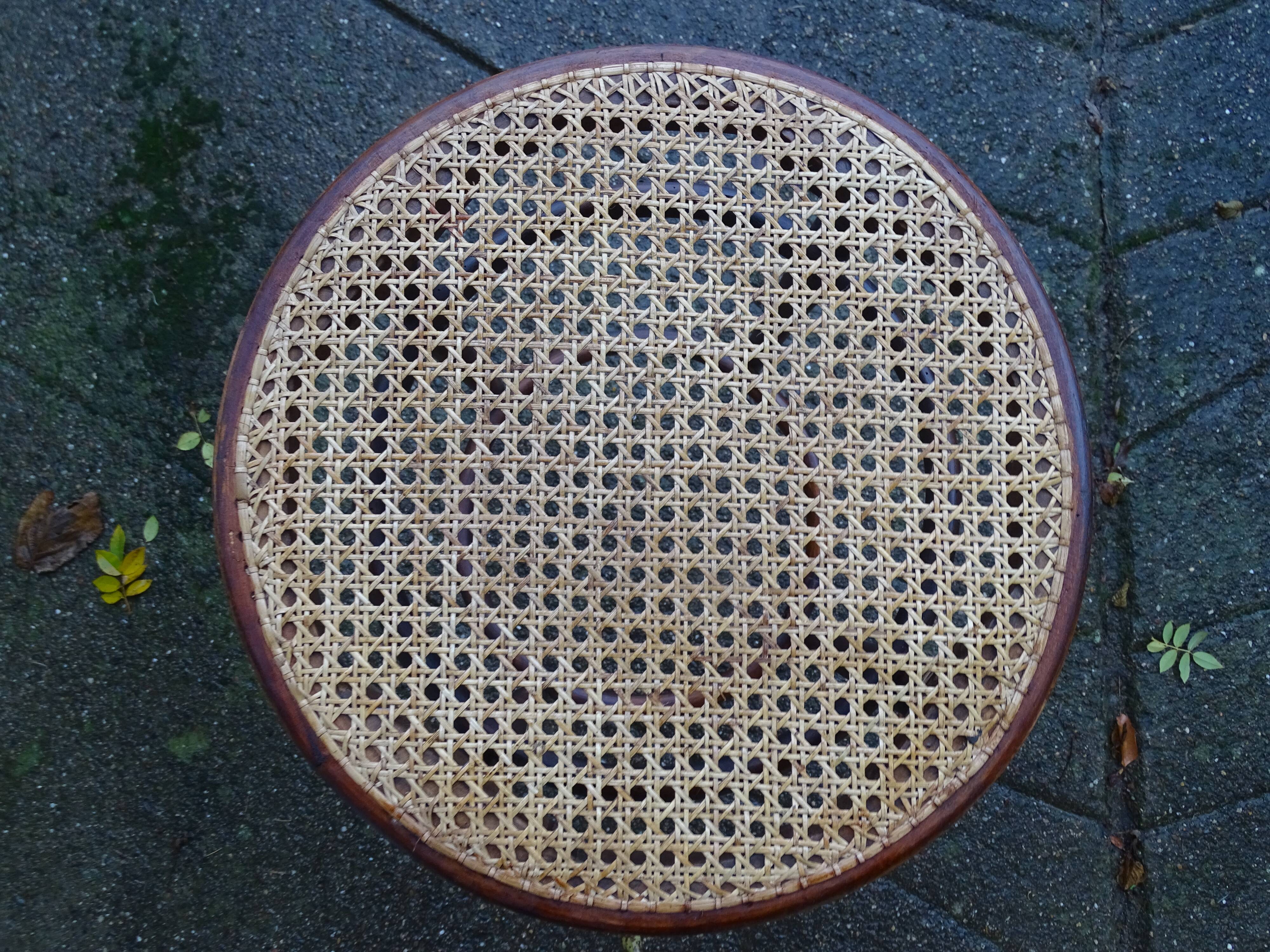 Stool: Bentwood, by Fischel around 1900, caned.