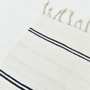 Kilim Turc Vintage Ivoire et Noir, Rayé, Déco Salon Bohème, 176X258Cm