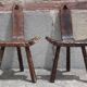 Pair of brutalist tripod stools