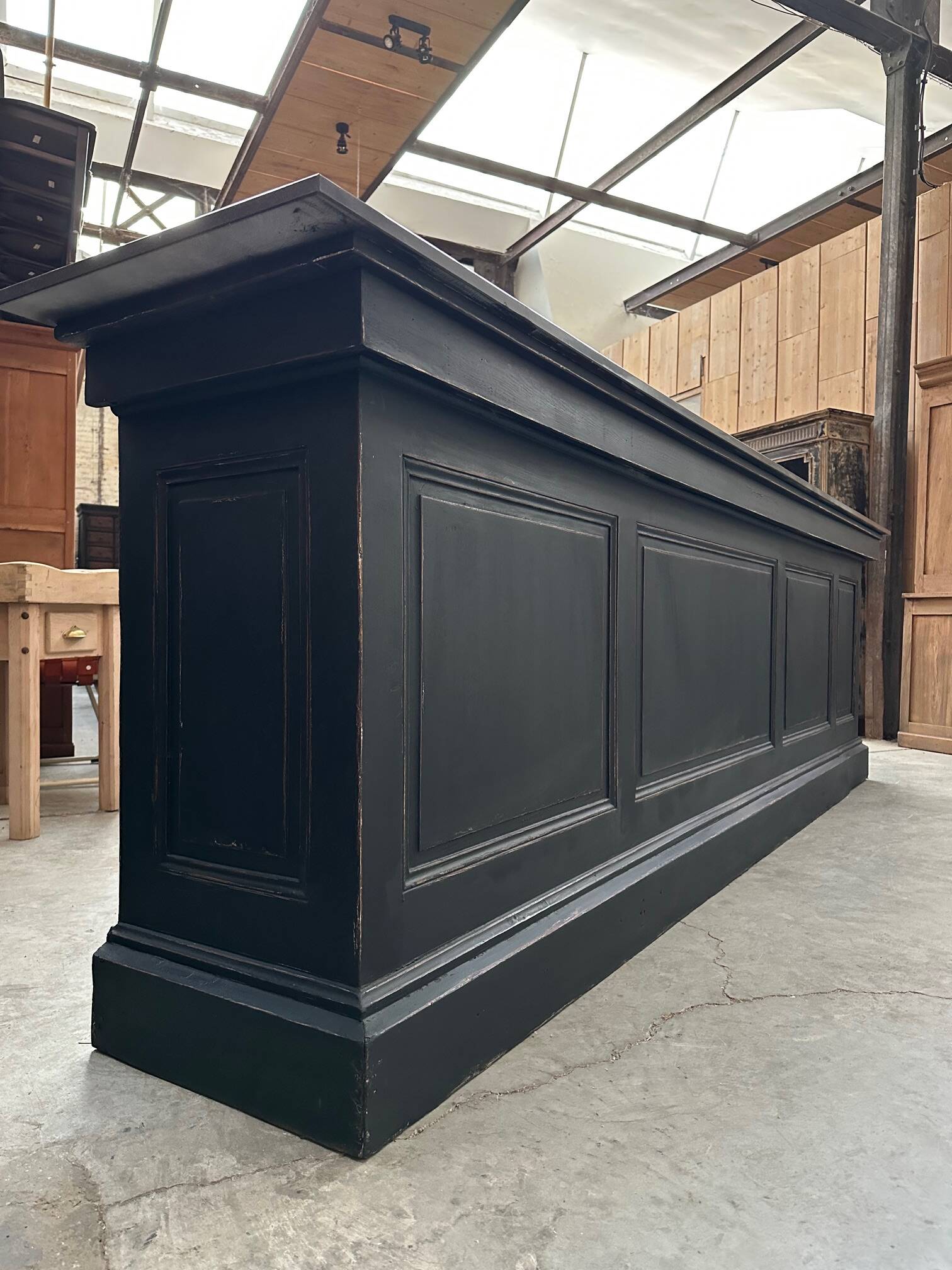 Huge bar counter covered in blue stone