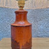 Lampe a poser en céramique signé Belka, Danemark abat jour en corde