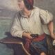 Large old romantic painting – Venetian scene in a gondola – Oil on canvas