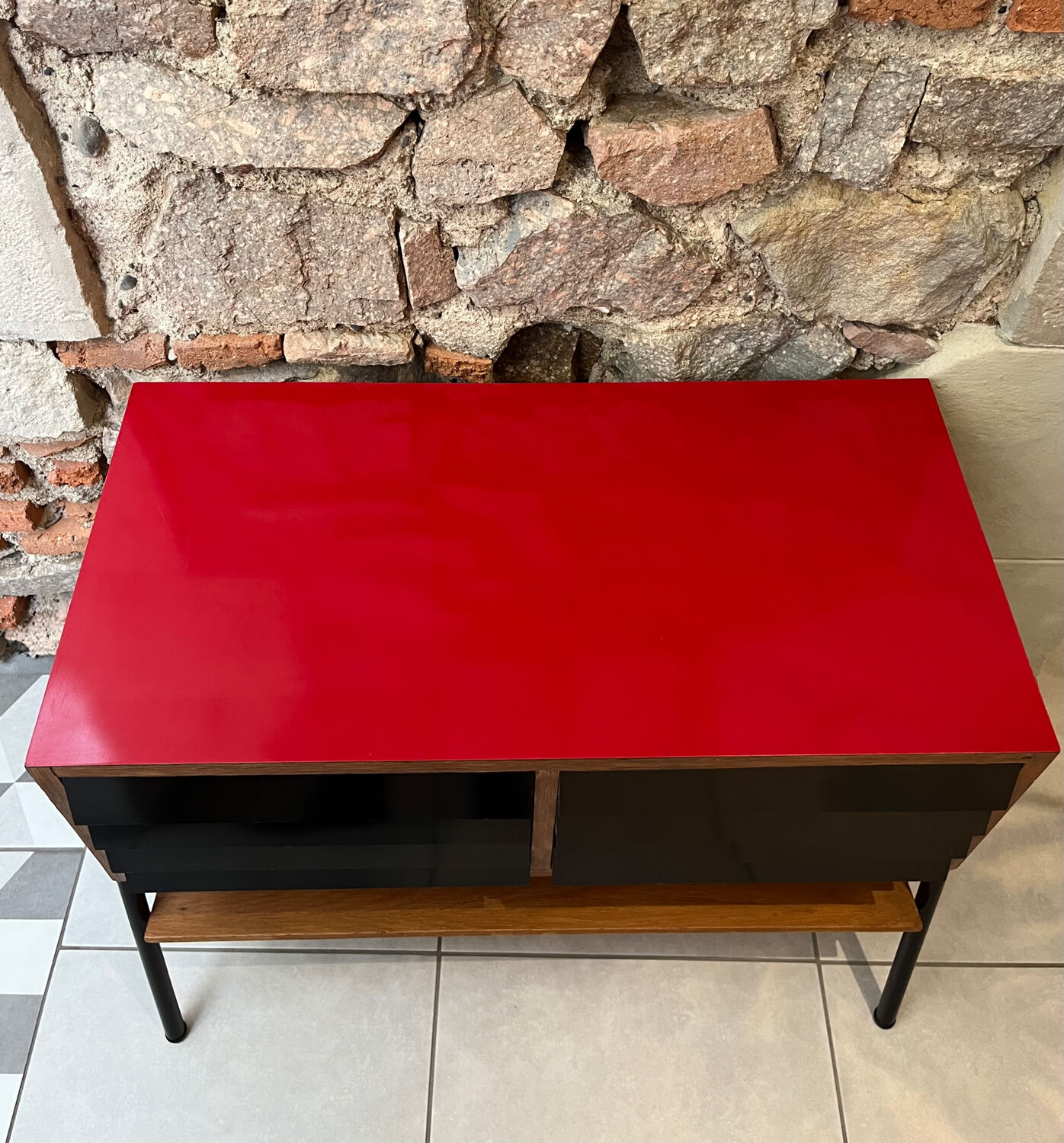 Vinyl storage furniture Manufrance from the 1960s