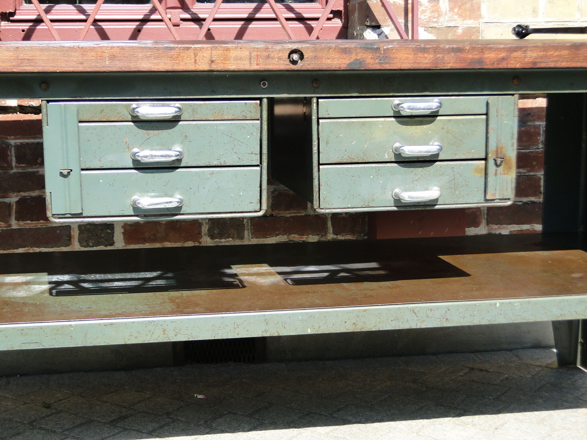 Workbench metal and mahogany 1960