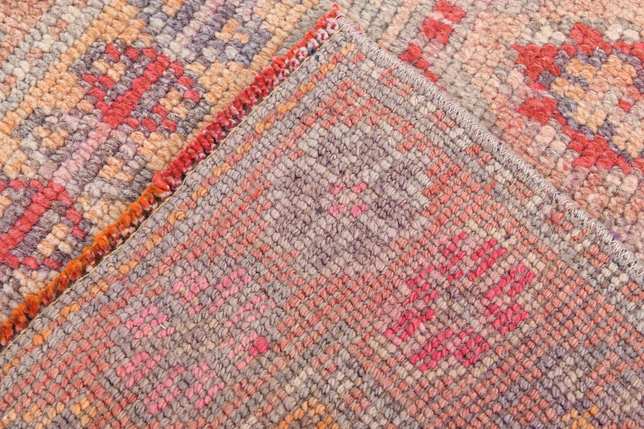 3x13 Soft Pink Vintage Oushak Long Stairs Runner Rug, 83x379 Cm