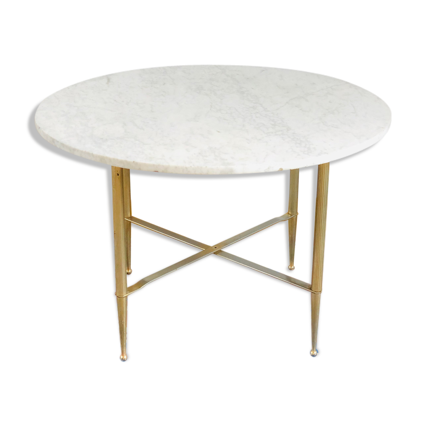 Brass and marble round coffee table