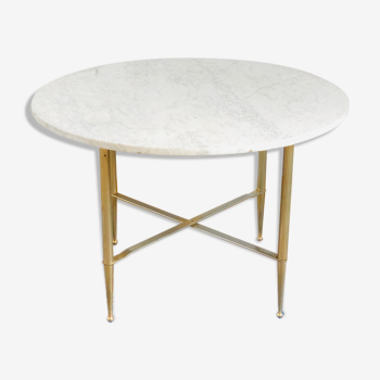 Brass and marble round coffee table