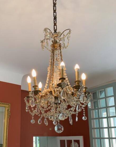 Old large chandelier with baccarat crystal tassels
