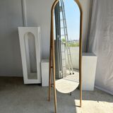 Miroir sur pied en bambou et rotin H:1m80