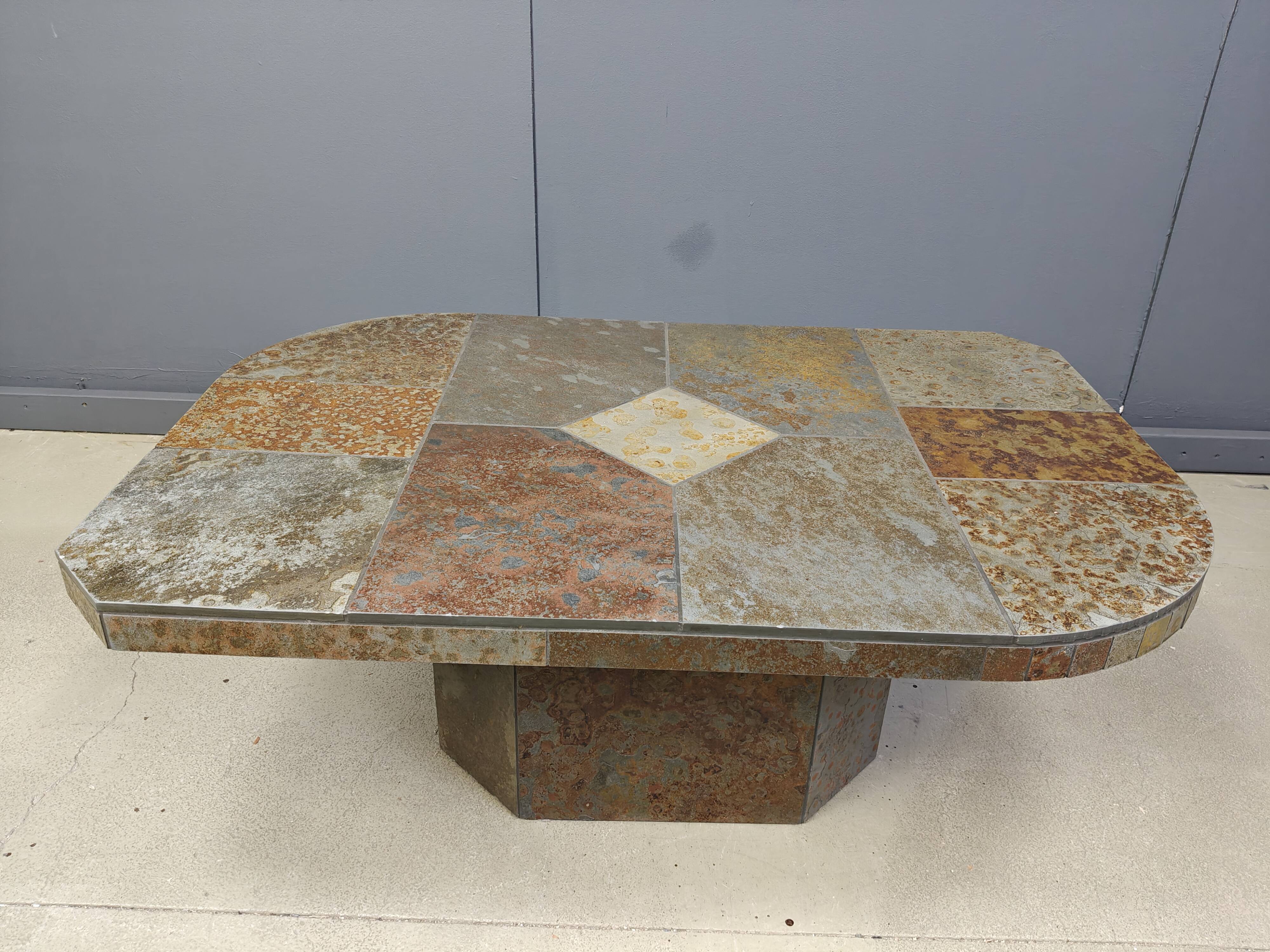 Brutalist slate stone coffee table, 1980s