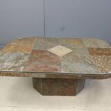 Brutalist slate stone coffee table, 1980s
