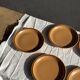 11 assiettes à dessert en grès liseré brun Sarreguemines
