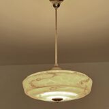 Grande suspension Art déco en verre marbré