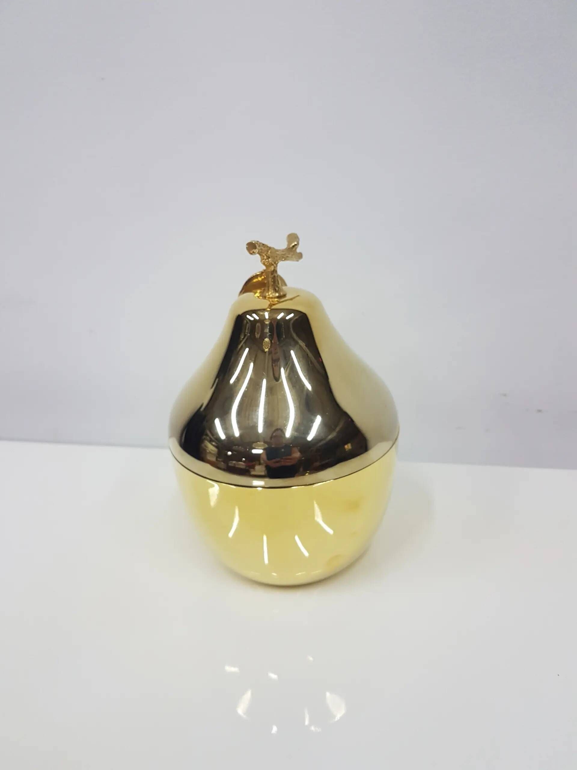 "Pear" ice bucket, gold-colored, gold-finished material, designed by H. Tur
