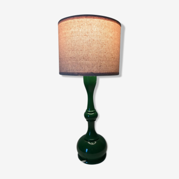 Pied de lampe bois laqué vert