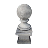 Ball on base in gray patinated reconstituted stone