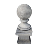 Ball on base in gray patinated reconstituted stone